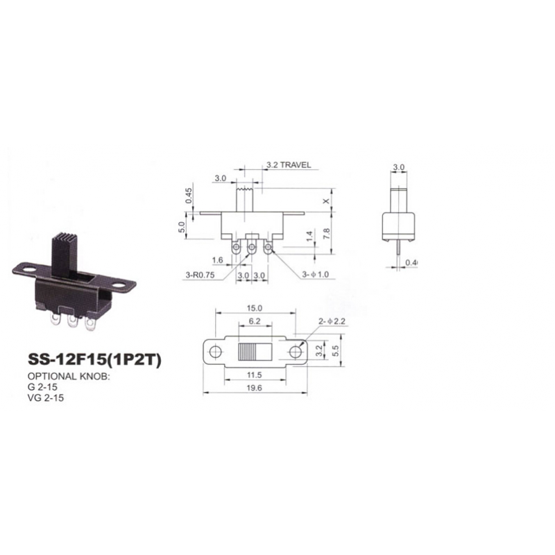 Переключатель ползунковый (движковый) SS-12F15-G4 / Купить в RoboShop