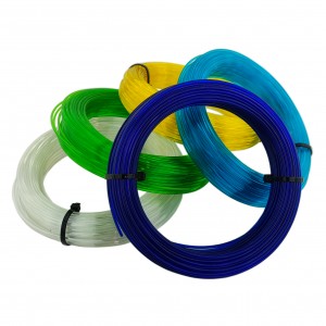 Набор PETG прутка 1.75мм (прозрачный, зеленый, синий, голубой, желтый)