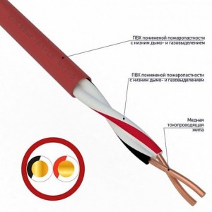 Кабель для пожарной сигнализации REXANT КПСВВнг(А)-LS 1x2x2,50 мм², бухта 200 м