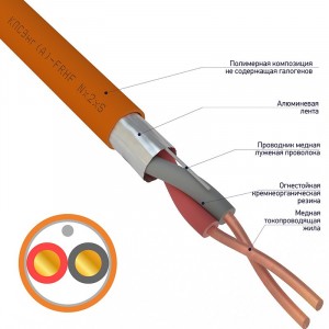 Кабель огнестойкий REXANT КПСЭнг(А)-FRHF 1x2x0,35 мм², бухта 200 м