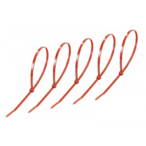 Хомут-стяжка нейлоновая REXANT 300x4,8 мм, красная, упаковка 25 шт.