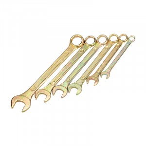 Набор ключей комбинированных REXANT (8, 10, 12, 13, 14, 17 мм), 6 шт., желтый цинк 