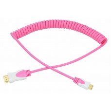 Шнур mini HDMI - HDMI, длина 2 метра, розовый, витой (GOLD) REXANT