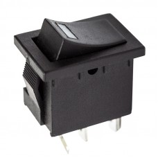 Выключатель клавишный 12V 15А (3с) ON-OFF черный  с подсветкой  Mini  REXANT