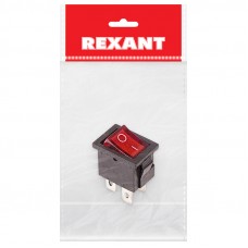 Выключатель клавишный 250V 6А (4с) ON-OFF красный  с подсветкой  Mini  (RWB-207, SC-768)  REXANT Индивидуальная упаковка 1 шт