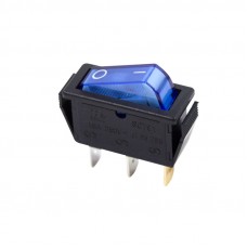 Выключатель клавишный 250V 15А (3с) ON-OFF синий  с подсветкой  REXANT