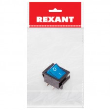 Выключатель клавишный 250V 16А (4с) ON-OFF синий  с подсветкой (RWB-502, SC-767, IRS-201-1)  REXANT Индивидуальная упаковка 1 шт