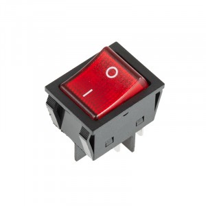 Выключатель клавишный 250V 25А (4с) ON-OFF красный с подсветкой  REXANT