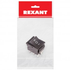 Выключатель клавишный 250V 15А (6с) ON-OFF-ON черный  с нейтралью (RWB-508, SC-767)  REXANT Индивидуальная упаковка 1 шт