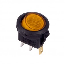 Выключатель клавишный круглый 250V 3А (3с) ON-OFF желтый  с подсветкой  Micro  REXANT