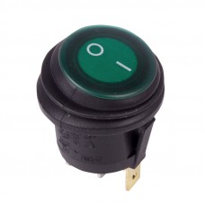 Выключатель клавишный круглый 250V 6А (3c) ON-OFF зеленый  с подсветкой  ВЛАГОЗАЩИТА  REXANT