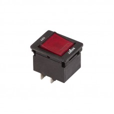 Выключатель - автомат клавишный 250V 10А (4с) RESET-OFF красный  с подсветкой  REXANT