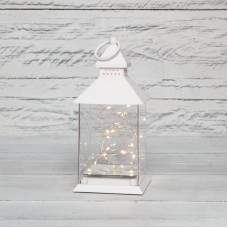 Декоративный фонарь с росой, белый корпус, размер 10,7х10,7х23,5 см, цвет теплый белый