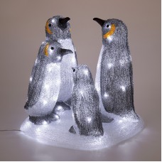 Акриловая светодиодная фигура Семья пингвинов 40х33х36 см, 80 светодиодов, IP65, понижающий трансформатор в комплекте NEON-NIGHT