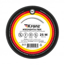 Изолента ПВХ KRANZ 0.13х19 мм, 25 м, черная (5 шт./уп.)