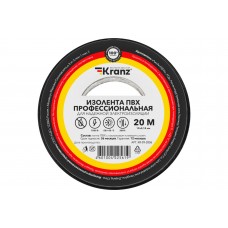 Изолента ПВХ KRANZ профессиональная, 0.18х19 мм, 20 м, черная